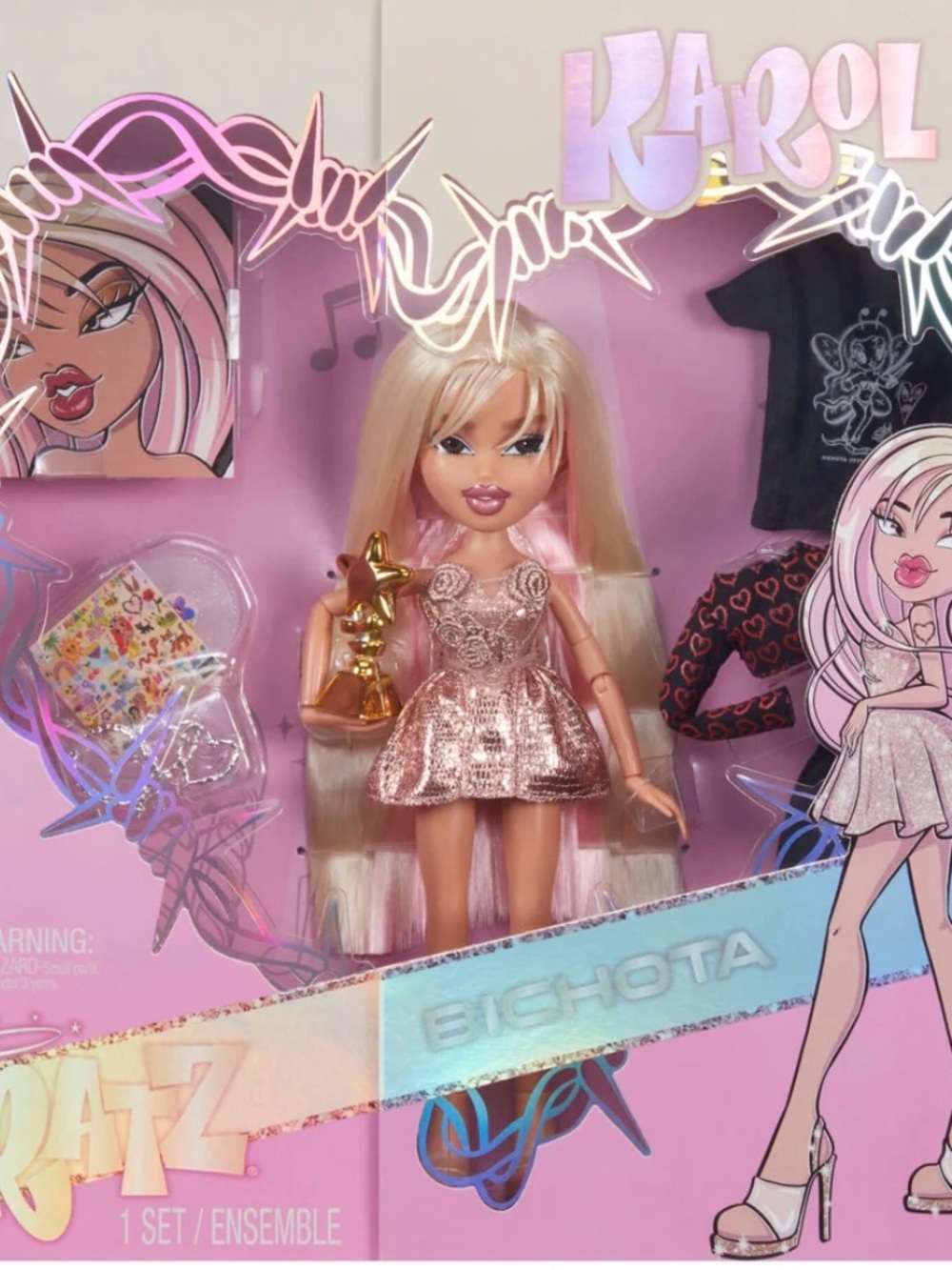Karol G Bratz Fashion Doll - Pink Glitter Dress